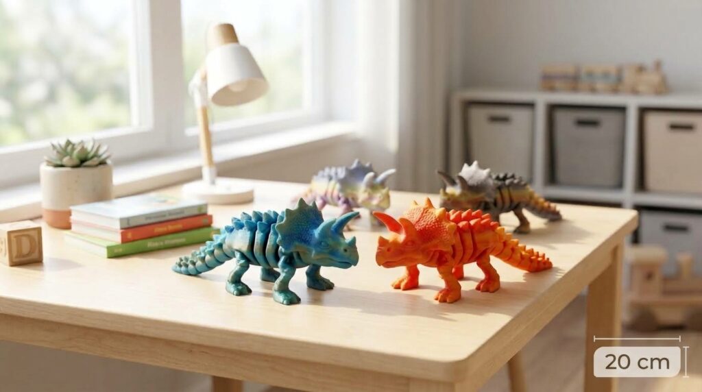 Hareketli 3D Triceratops Figürü 20 cm – Eklemli Dinozor