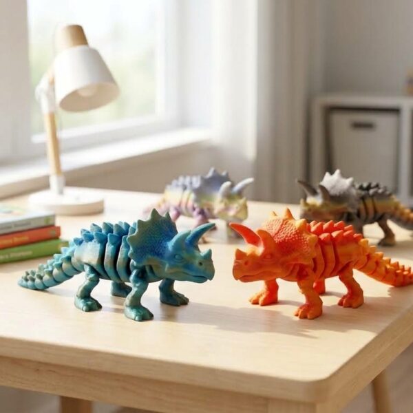 Hareketli 3D Triceratops Figürü 20 cm – Eklemli Dinozor